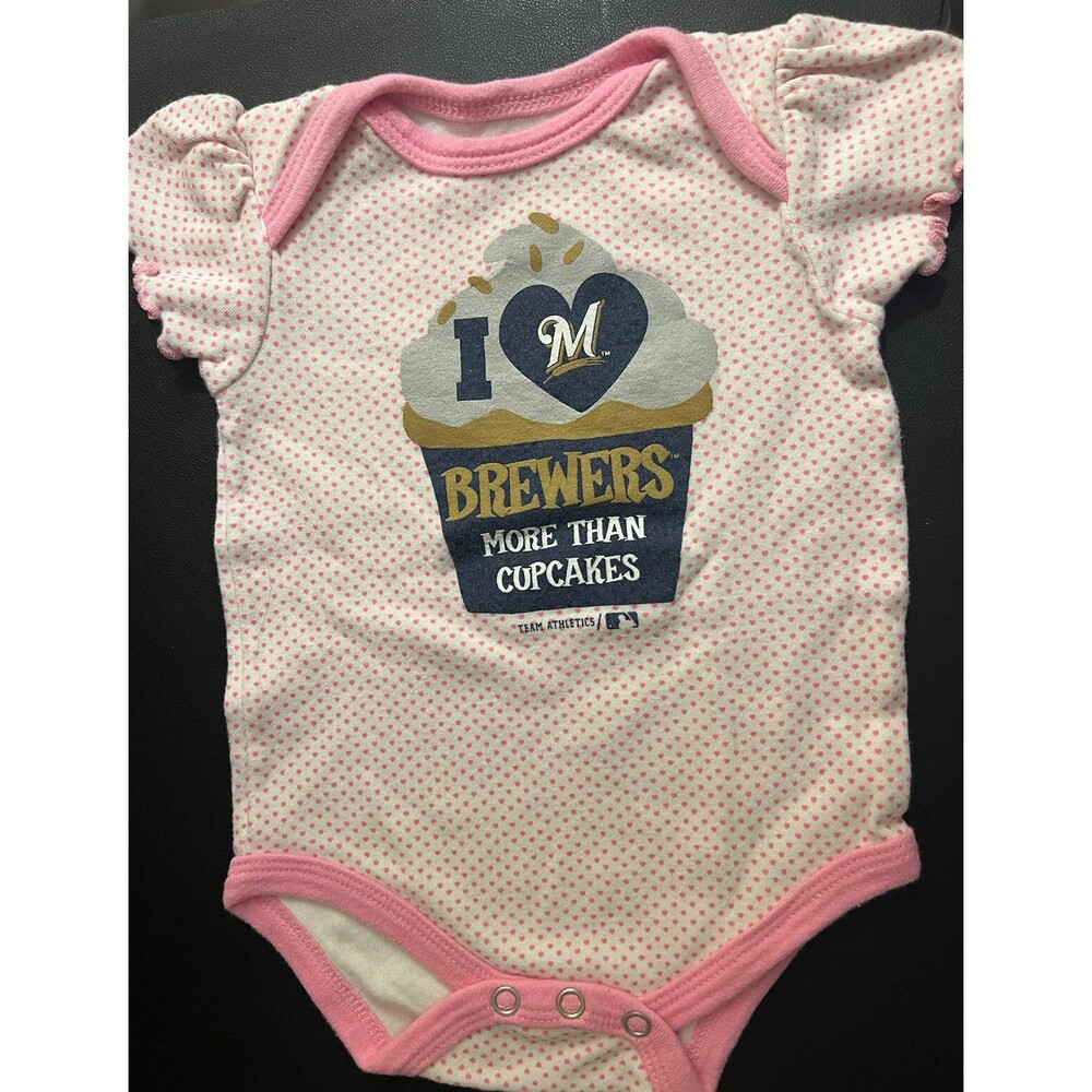 Milwaukee Brewers MLB Baby Girls 1 Piece Snap Outfit - Size 3/6 Months
